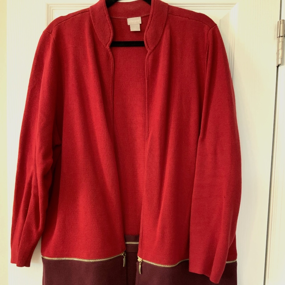 Chico’s Women’s Long Sleeve Shades of Burgundy/Maroon Cardigan Size 4